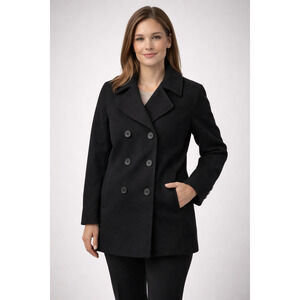Forecaster Women’s Black 100% Wool Belted Peacoat Double Breasted  10 USA Made‎
